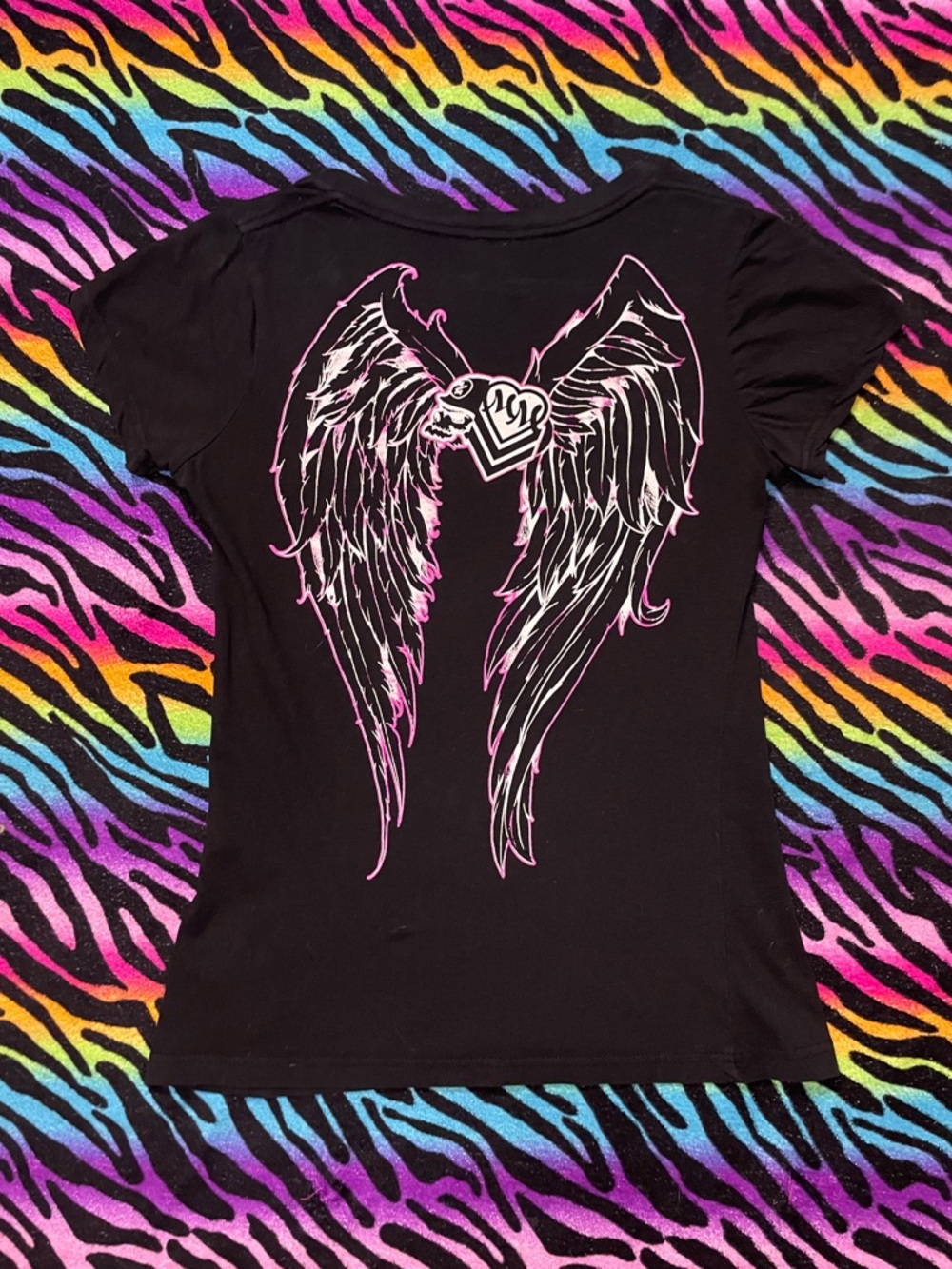 Y2k grunge goth rare 2000s Metal Mulisha Black V Neck Graphic Tee
